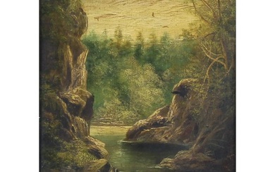 Thomas Creswick (1811 - 1869) A Quiet River signed, dated 18...