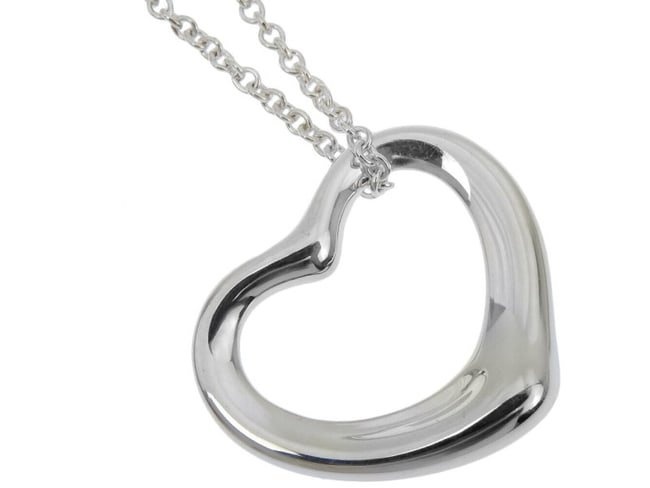 Tiffany & Co 925 Silver Open Heart Elsa Peretti Necklace LXNK-1062