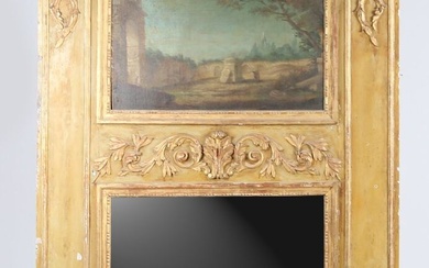 Trumeau en bois naturel mouluré, sculpté,... - Lot 184 - Vasari Auction