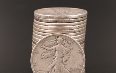 Twenty Walking Liberty Silver Half Dollars, Including 1936