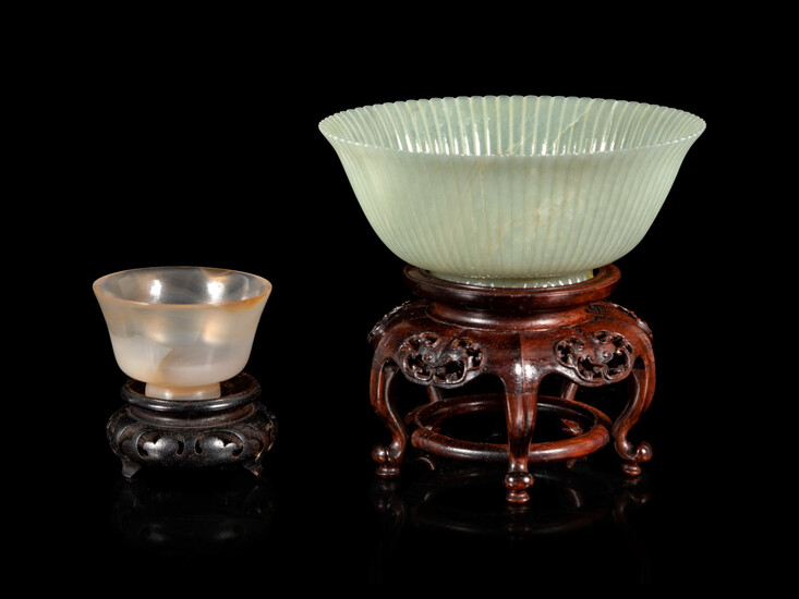 Two Chinese Carved Hardstone Bowls