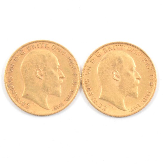 Two Edward VII Gold Half Sovereigns, 1905/1906, 8g