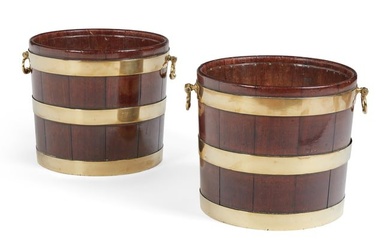 Two George III brass bound mahogany buckets