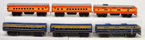 Two made in Japan tin diesel passenger train set Southern Pacific Daylight & B&O