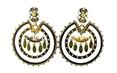 UNIQUE Victorian 14k Yellow Gold Earrings Circa 1900s