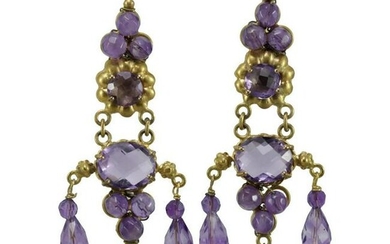 Victorian amethyst 14K gold dangle earrings
