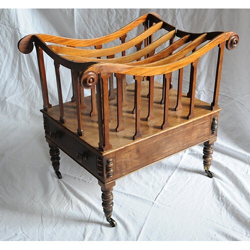 Victorian mahogany four tier section canterbury with serpent...