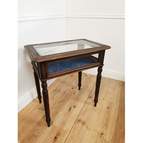 Victorian mahogany table top display cabinet raised on turne...