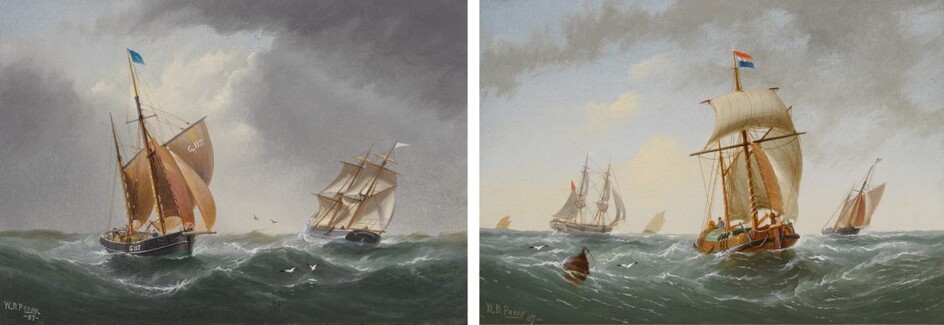 WILLIAM DANIEL PENNY | SHIPS AT SEA: A PAIR OF PAINTINGS