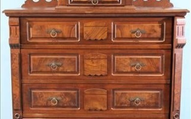 Walnut Victorian lock side 6 drawer chest with glove box