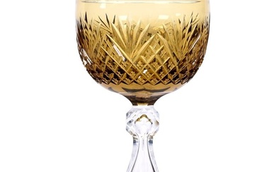 Wine Stem, American Brilliant Cut Glass, Solid Amber Bowl