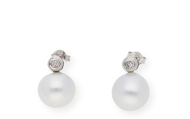 You and me pearl and diamond earrings