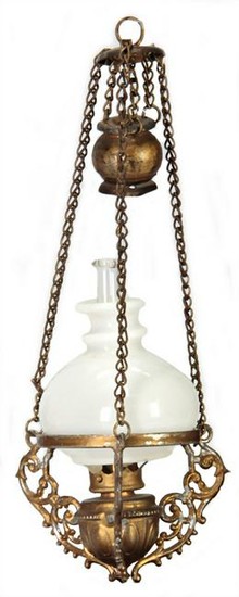 hanging paraffin lampfor a dollhouse , tin with pull