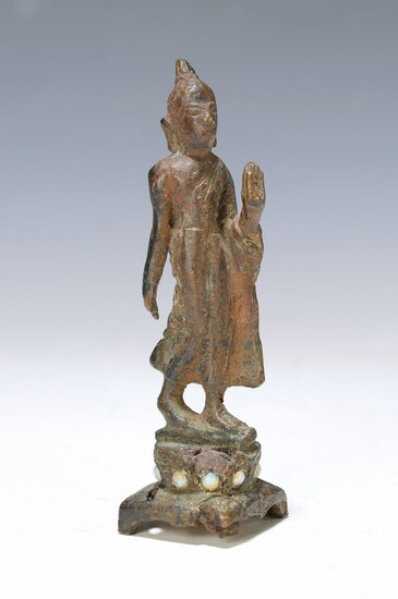 walking Buddha, Northern Thailand, around 1800, Bronze, on...