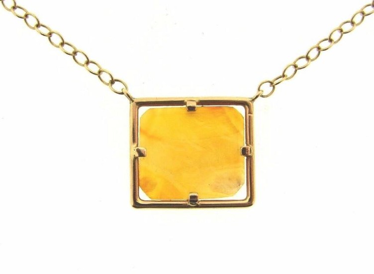 SUZANNE WILSON 14K YELLOW GOLD CARVED CARNELIAN CHAIN