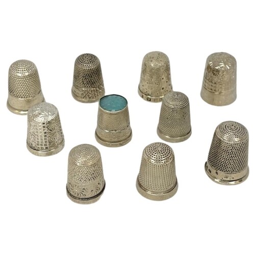 10 Silver Thimbles. Various Dates and Makers, 1886-1924, 197...