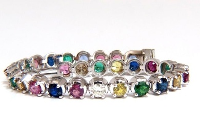 10.30ct natural ruby emerald sapphires diamond tennis bracelet 14kt gem line