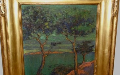 WALTER RUSSELL OIL PAINTING IPSWICH MASS. NEWCOMB FRAME