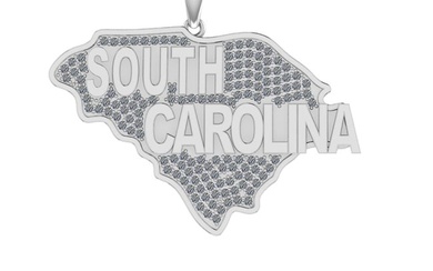 1.10 Ctw SI2/I1 Diamond 14K White Gold Express Your State Love SOUTH CAROLINA Necklace