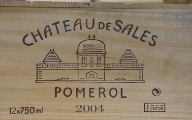 12 bouteilles CHÂTEAU DE SALES 2004 Pomerol Caisse bois d'origine
