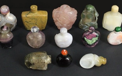 (13) Carved Stone Snuff Bottles.