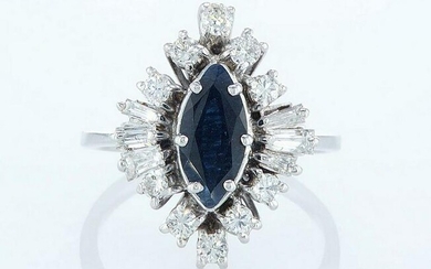 14 kt. White gold - Ring - 2.14 ct Sapphire - Diamonds