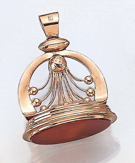 14 kt gold signet with carnelian ,...