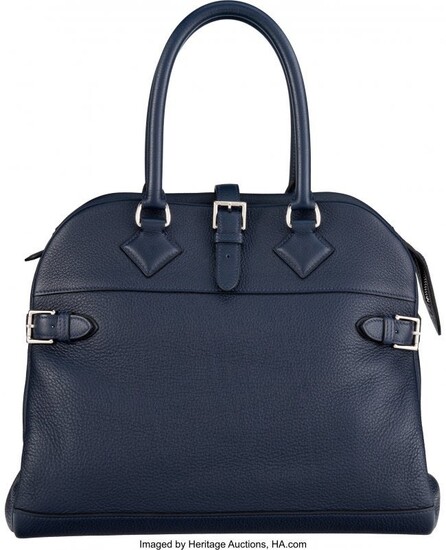 Hermès 35cm Deep Blue Clemence Leather Atlas Ba