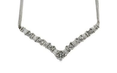 14K White Gold with 1.04ct Diamond Flat Chain Necklace