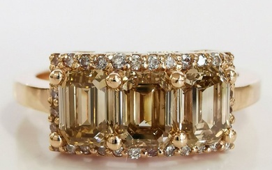 1.50 ct Natural Fancy Light Brown Diamond & 0.20 ct Light Pink -N.Fancy Pink Diamond Designer Ring - - 14 kt. Pink gold - Ring - 1.50 ct Diamond - Diamonds