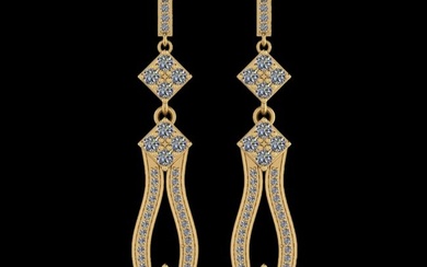1.56 Ctw VS/SI1 Diamond 14K Yellow Gold Dangling Earrings