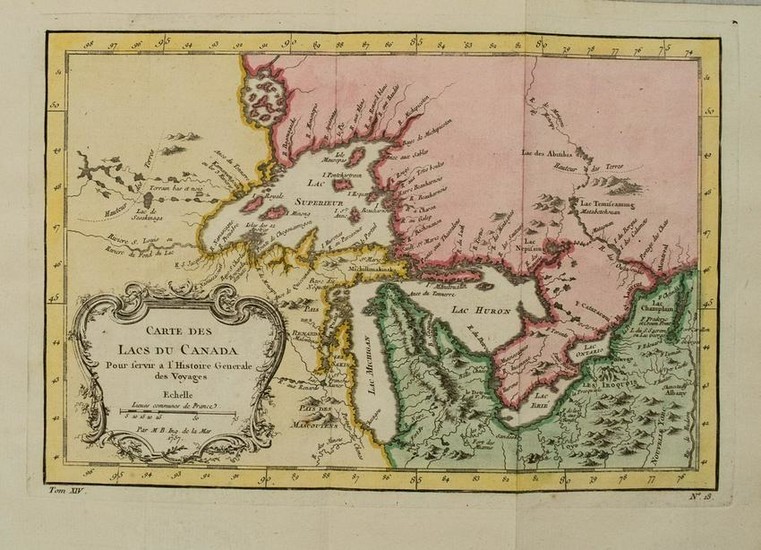 1754 Bellin Map of the Great Lakes Region -- Carte des
