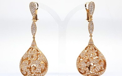 18 kt. Gold - Earrings - 4.50 ct Diamond