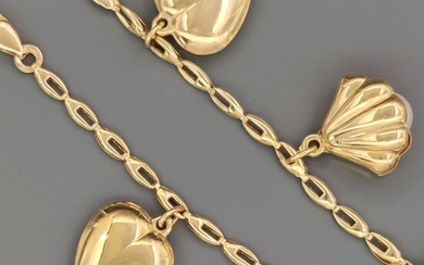 18 kt. Yellow gold - Bracelet, Pendant - Akoya pearls mm 7.80