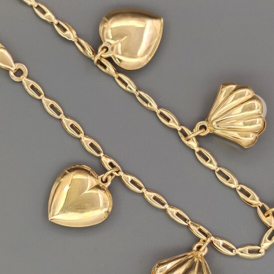 18 kt. Yellow gold - Bracelet, Pendant - Akoya pearls mm 7.80