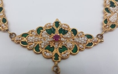 18 kt. Yellow gold - Necklace Rubies