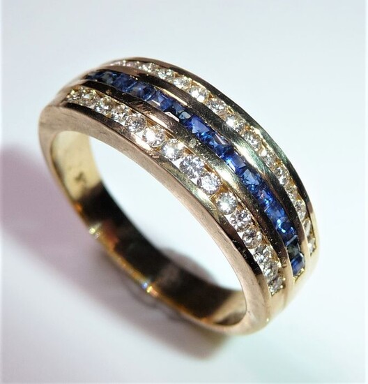 18 kt. Yellow gold - Ring - 1.00 ct Sapphires - 0.84 ct. Diamonds / brilliant cut