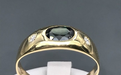 18 kt. Yellow gold - Ring - 1.50 ct Sapphire - Diamond