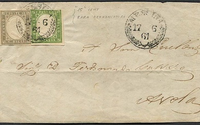 1861, Sicilia, frontespizio completo di lettera da Messina per Avola del 17 giugno 1861