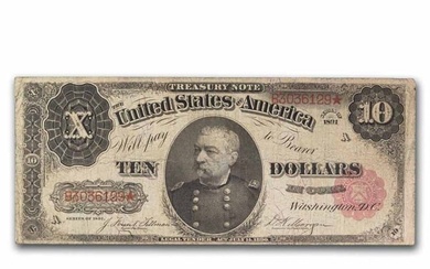 1891 $10 Treasury Note Sheridan F/VF (Fr#370)