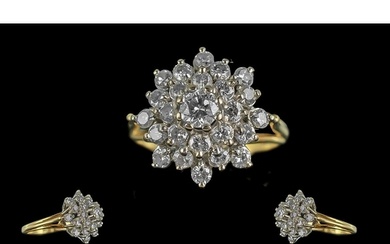 18ct Gold Attractive Diamond Set Cluster Ring. Marked 18ct t...