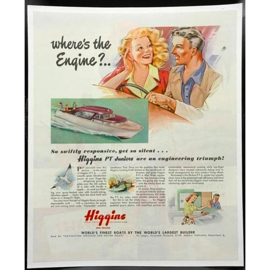 1940's WWII Era Higgins Boats Magazine Ad