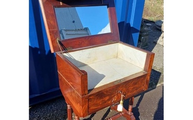19TH CENTURY MAHOGANY WASH STAND WITH LIFT UP TOP OPENING TO...