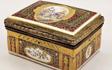 19th C. Viennese Enamel On Porcelain Trinket Box