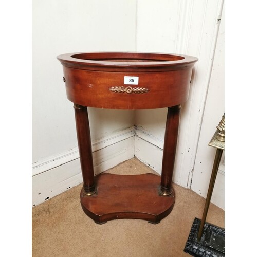 19th. C. mahogany jardiniere of oval form with brass mounts ...