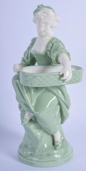 19th c. Minton celadon figure of a seated girl with an