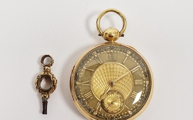 19th century 18ct gold-cased open-faced pocket watch, the gi...