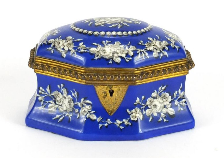 19th century porcelain Tahan box with gilt metal