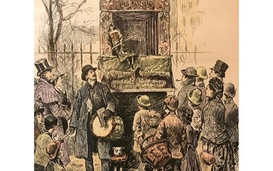 19thc Punch And Judy Handcolored Engraving