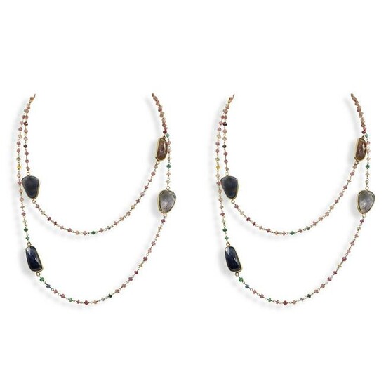 (2 Pc) Sterling and Semi Precious Stone Necklaces